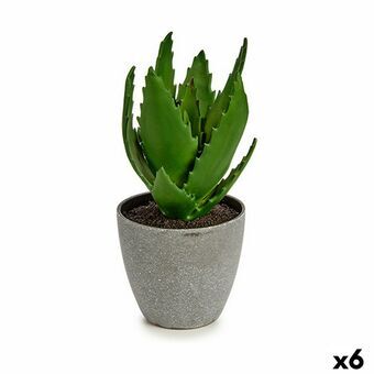 Decoratieve plant Aloë Vera 14 x 21 x 14 cm Grijs Groen Plastic (6 Stuks)