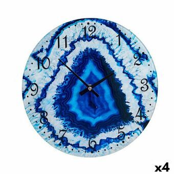 Muurklok Marmer Blauw Kristal 30 x 4 x 30 cm (4 Stuks)