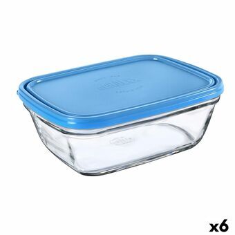Rechthoekige lunchbox met deksel Duralex Freshbox 1,7 L Blauw (6 Stuks)