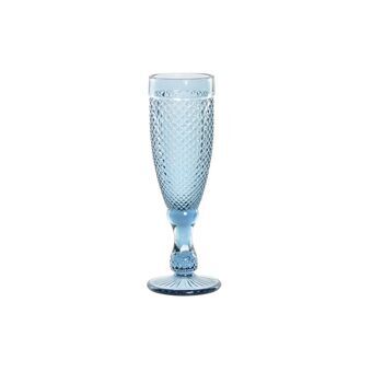 Fluitglas DKD Home Decor Kristal Blauw (150 ml)