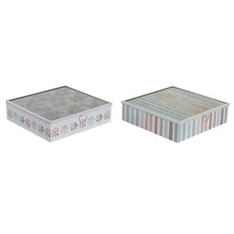 Box for Infusions DKD Home Decor Kristal Metaal MDF (24 x 24 x 7 cm) (2 Stuks)