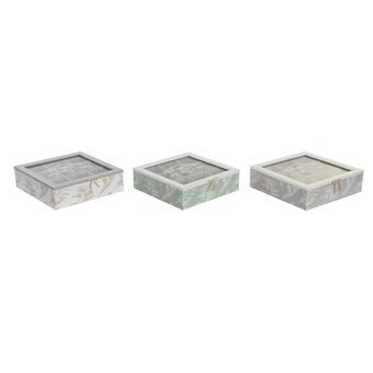 Box for Infusions DKD Home Decor 24,5 x 24,5 x 6 cm Kristal Beige Metaal Terra cotta Wit Groen Lichtbruin 3 Onderdelen Hout MDF