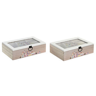 Box for Infusions DKD Home Decor Kristal Multicolour Hout MDF (2 Stuks) (23 x 15 x 7 cm)