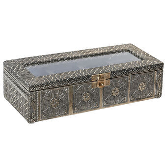 Box for Infusions DKD Home Decor 23 x 9 x 6 cm Champagne Hout Aluminium
