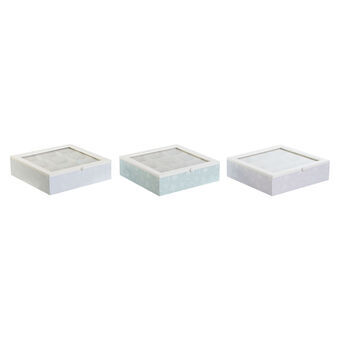 Box for Infusions DKD Home Decor Blauw Wit Groen Lila Metaal Kristal Hout MDF (3 Stuks)