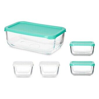 Set Lunchboxen 5 Onderdelen Plastic Glas