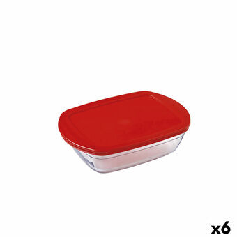 Rechthoekige lunchbox met deksel Ô Cuisine Cook & Store Rood 1,1 L 23 x 15 x 6,5 cm Siliconen Glas (6 Stuks)