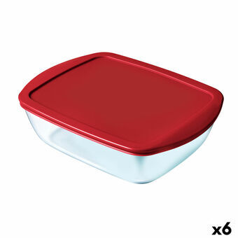Rechthoekige lunchbox met deksel Pyrex Cook & Store Rechthoekig 1 L Rood Glas (6 Stuks)