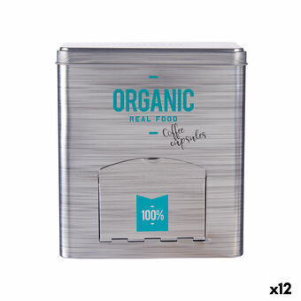 Capsulehouder Organic Koffie Dispenser Grijs Blik 9 x 18 x 16,1 cm (12 Stuks)