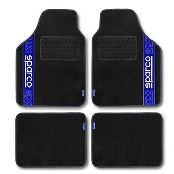 Vloermattenset voor auto Sparco F510 Tapijt Universeel Zwart Blauw 4 Onderdelen