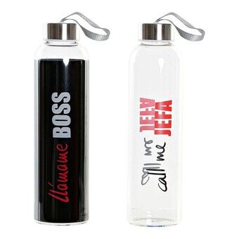 Fles van gerecycled glas, met deksel DKD Home Decor RVS (550 ml) (2 stuks)