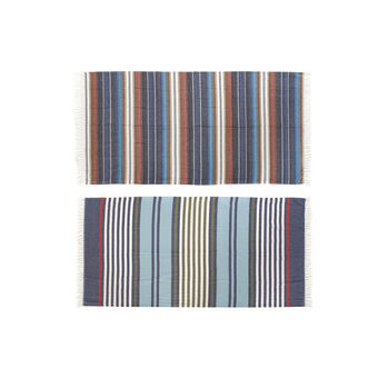 Badstof Sarong DKD Home Decor Bruin Polyester Katoen Marineblauw (90 x 170 x 1 cm) (2 Stuks)