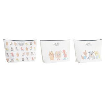 Toilettas voor Kinderen DKD Home Decor Huisdieren Katoen Wit (33 x 8 x 21 cm) (3 Stuks)