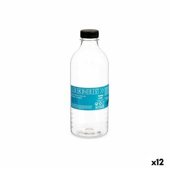 Fles Zwart Transparant Plastic 1 L 8,3 x 23 x 8,3 cm (12 Stuks)