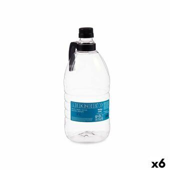 Fles Met handvat Zwart Transparant Plastic 2 L 11,5 x 28,7 x 11,5 cm (6 Stuks)