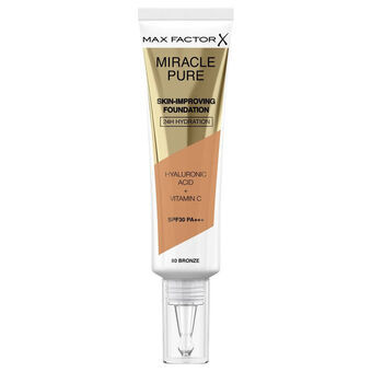 Vloeibare make-up foundation Max Factor Miracle Pure 80-brons SPF 30 (30 ml)