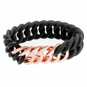 Armband TheRubz 100176 Zwart Roze Siliconen Roestvrij staal Staal/Siliconen