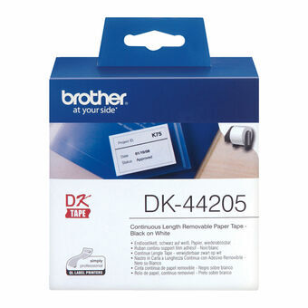 Printerlabels Brother DK44205 62 mm x 15,24 m Wit Zwart/Wit (2 Stuks)