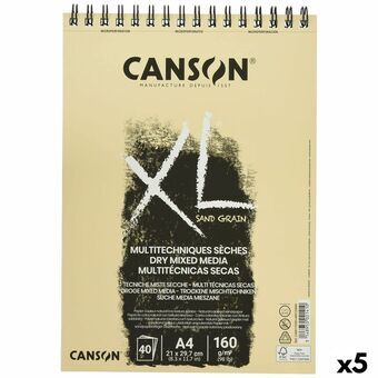 Drawing pad Canson XL Sand Natuurlijk A4 40 Lakens 160 g/m2 5 Stuks