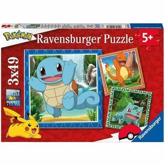 Set van 3 Puzzels Pokémon Ravensburger 05586 Bulbasaur, Charmander & Squirtle 147 Onderdelen