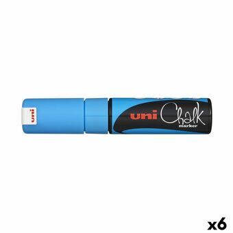 Vloeibare krijtstiften Uni-Ball PWE-8K Blauw Licht Blauw (6 Onderdelen) (6 Stuks)