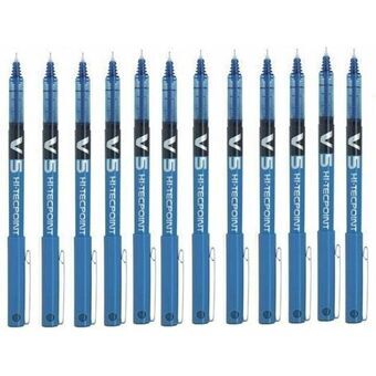 Liquid ink ballpoint pen Pilot Roller V-5 Blauw 12 Stuks