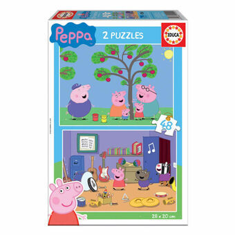 Set van 2 Puzzels   Peppa Pig         48 Onderdelen 28 x 20 cm  