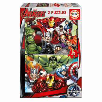 Set van 2 Puzzels   The Avengers Super Heroes         48 Onderdelen 28 x 20 cm  