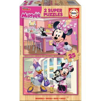 Set van 2 Puzzels   Minnie Mouse Me Time         25 Onderdelen 26 x 18 cm  