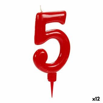 Kaars Rood Verjaardag Cijfer 5 (12 Stuks)