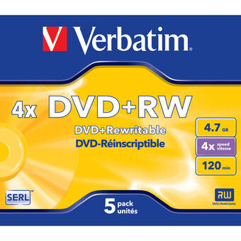DVD-RW Verbatim Matt Silver 5 Stuks 4x 4,7 GB