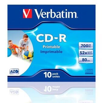 CD-R Verbatim Wide Inkjet Printable 10 Stuks 700 MB 52x