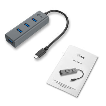 Hub USB i-Tec C31HUBMETAL403 USB x 4 Grijs Zwart