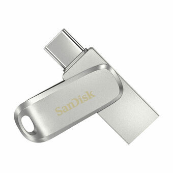 Micro SD geheugenkaart met adapter SanDisk Ultra Dual Drive Luxe Zilverkleurig Staal 64 GB