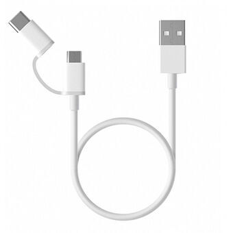 Kabel USB naar micro-USB Xiaomi Mi 2-in-1 USB Cable Micro USB to Type C 30cm Wit 30 cm
