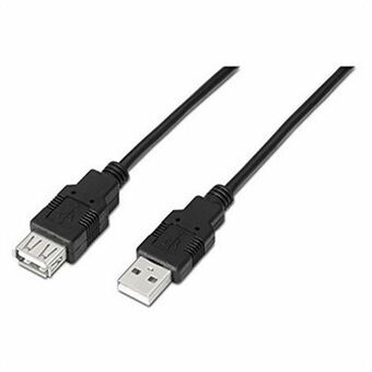 Verlengbare Kabel NANOCABLE 10.01.0203-BK 1,8 m USB vrouwelijke stekker Mannelijk Zwart
