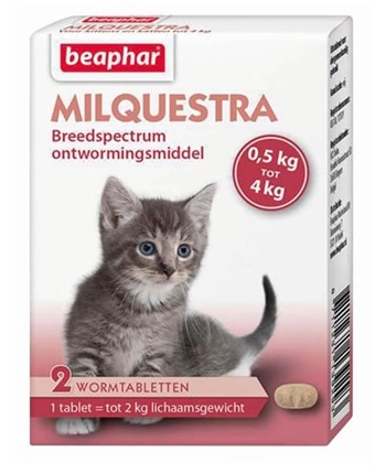 Beaphar wormkuur Milquestra 0,5-4 kg wit 2-delig