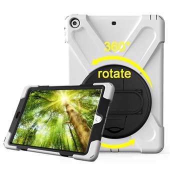 Unique Defense 360° Rotation Cover met houder en draagriem voor iPad 9.7 (2018) / iPad 9.7 (2017) - Wit