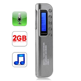 Digitale dictafoon 2 GB - MP3-speler en USB-aansluiting
