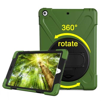 Unique Defense 360° Rotary Cover met Houder en Handriem voor iPad 9.7 (2018) / iPad 9.7 (2017) - Legergroen