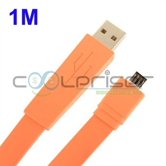 Platte micro-USB-kabel van 1 meter (oranje)