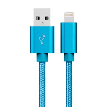 Goedkope Nylon Lightning Kabel Blauw - 1 Meter
