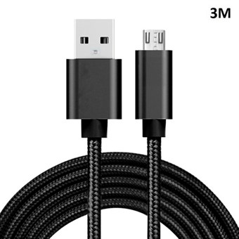 Kwaliteit Nylon Micro USB Kabel Zwart - 3 Meter