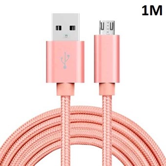 Kwaliteit Nylon Micro USB Kabel Rosé Goud - 1 Meter