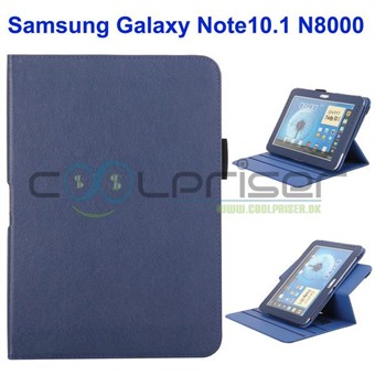 360° draaibare leren hoes - Galaxy Note 10.1 (donkerblauw)
