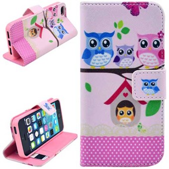 Stand Card Portemonnee hoesje iPhone 5 / iPhone 5S / iPhone SE 2013 - Owl Party