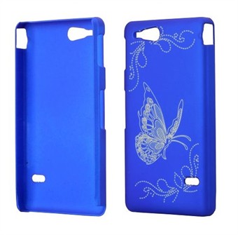 Bling Vlinders Cover Xperia Go (Blauw)