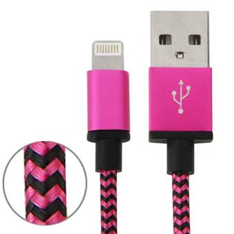 Nylon stof serie Lightning Kabel 1m - Magenta