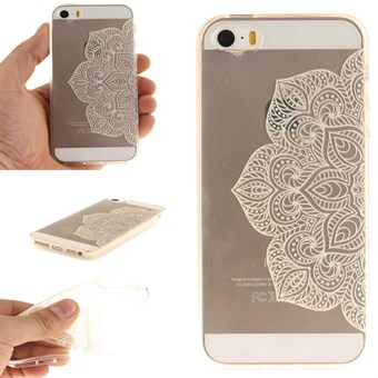 Modern art siliconen hoesje voor iPhone 5 / iPhone 5S / iPhone SE 2013 - Witte Bloem