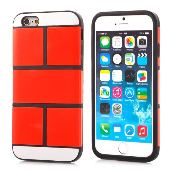 speler Onbelangrijk Methode Brick square siliconen hoesje voor iPhone 5 / iPhone 5S / iPhone SE 2013 -  Rood oranje